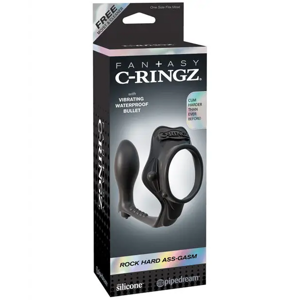 Fantasy C-Ringz Rock Hard Ass-Gasm Vibrating Ring - Black - Penis Enhancement
