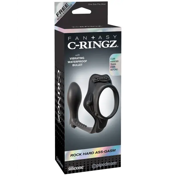 Fantasy C-Ringz Rock Hard Ass-Gasm Vibrating Ring - Black - Penis Enhancement