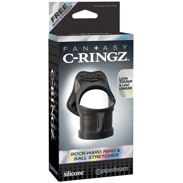 Fantasy C-Ringz Rock Hard Ring & Ball Stretcher - Black - Penis Enhancement