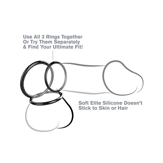 Fantasy C-Ringz Silicone 3-Ring Stamina Set - Penis Enhancement