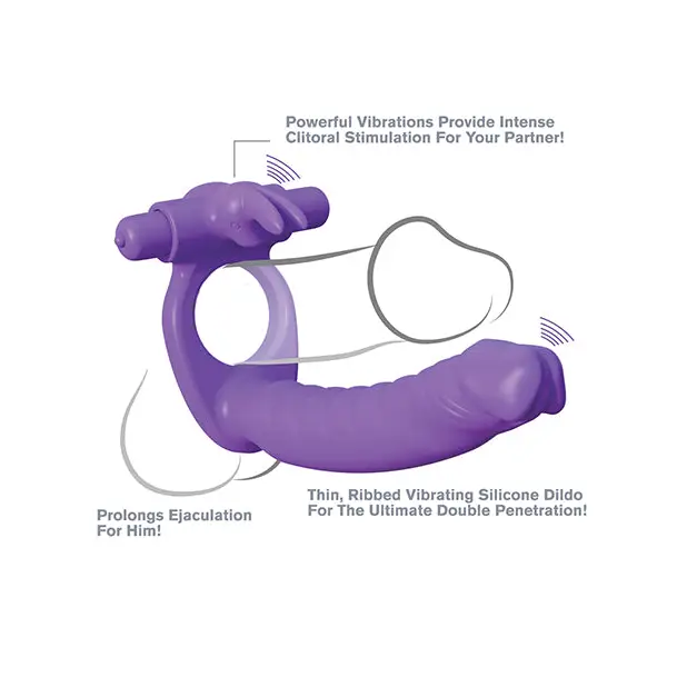 Fantasy C-Ringz Silicone Double Pene Rabbit - Purple - Penis Enhancement