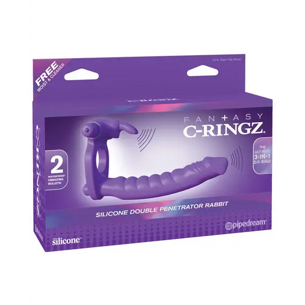 Fantasy C-Ringz Silicone Double Pene Rabbit - Purple - Penis Enhancement