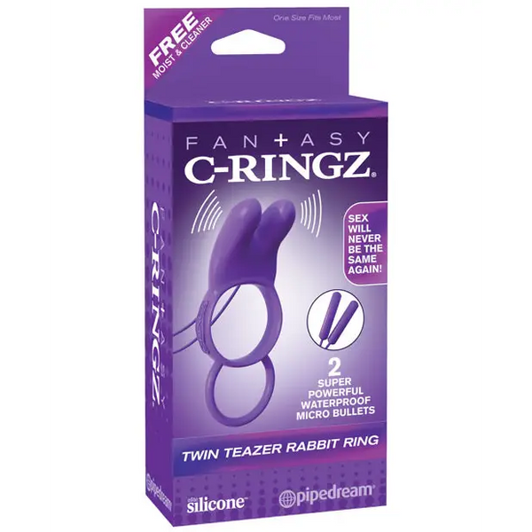 Fantasy C-Ringz Twin Teazer Rabbit Ring - Purple - Penis Enhancement