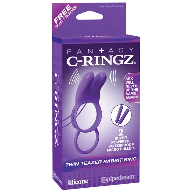 Fantasy C-Ringz Twin Teazer Rabbit Ring - Purple - Penis Enhancement