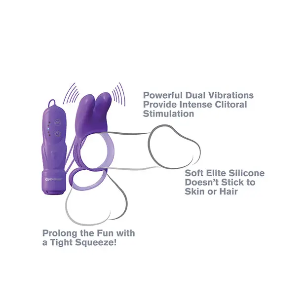 Fantasy C-Ringz Twin Teazer Rabbit Ring - Purple - Penis Enhancement