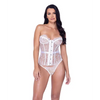 Fantasy Scalloped Eyelash Lace Bustier & Thong White SM - Lingerie - Hanging