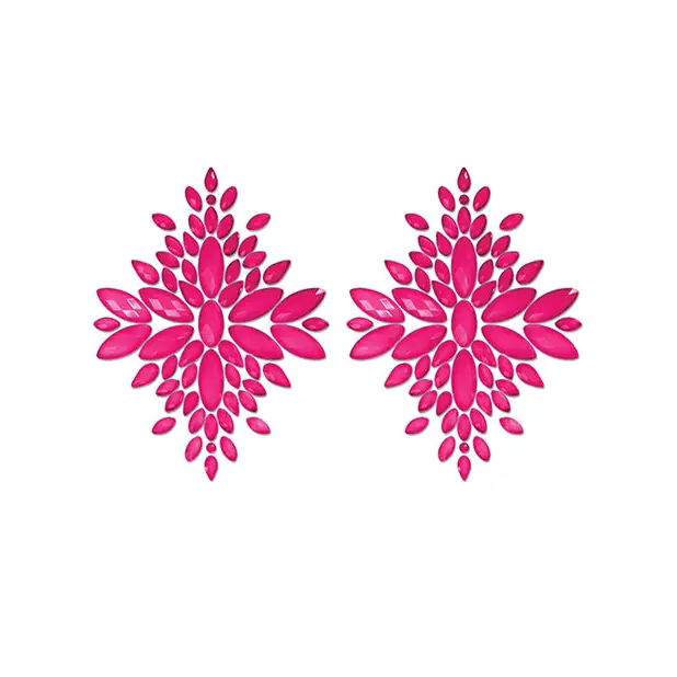 Fantasy UV Reactive Jeweled Pasties - Neon Pink O/S - Lingerie - Plus/Queen - Packaged
