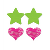 Fantasy UV Reactive Neon Star & Lace Heart Pasties - Green & Pink O/S Pack of 2 - Lingerie - Packaged