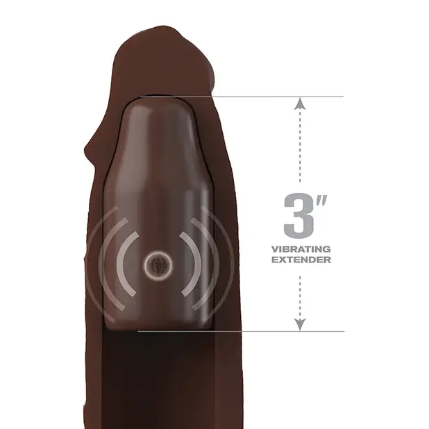 Fantasy X-tensions Elite 9’’ Sleeve Vibrating 3’’ Plug w/Remote - Brown - Penis Enhancement