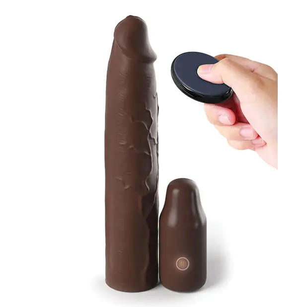 Fantasy X-tensions Elite 9’’ Sleeve Vibrating 3’’ Plug w/Remote - Brown - Penis Enhancement