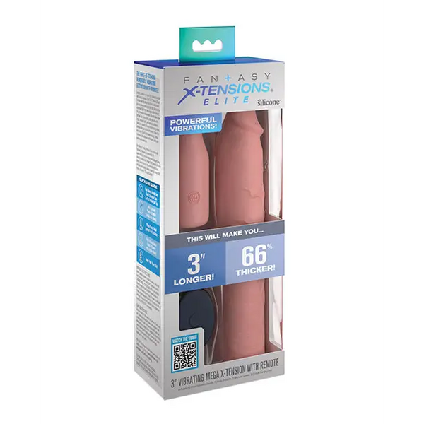 Fantasy X-tensions Elite 9’’ Sleeve Vibrating 3’’ Plug w/Remote - Light - Penis Enhancement