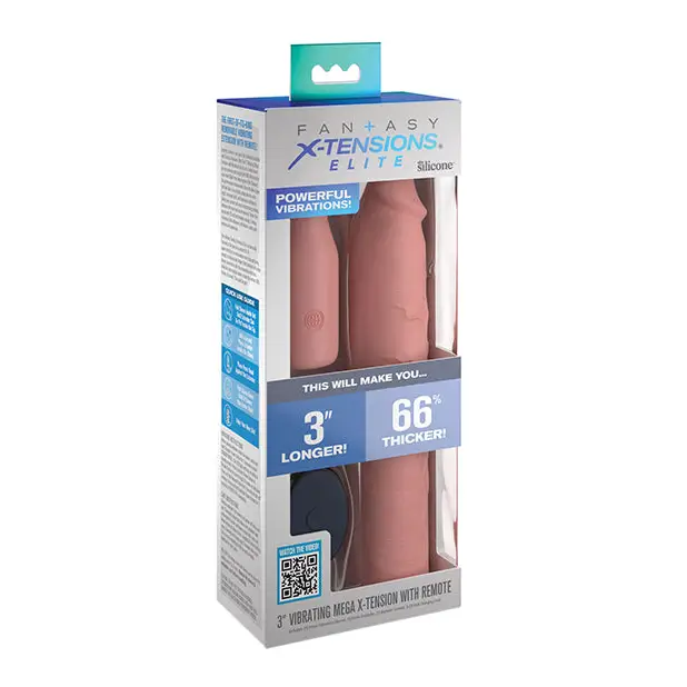Fantasy X-tensions Elite 9’’ Sleeve Vibrating 3’’ Plug w/Remote - Light - Penis Enhancement