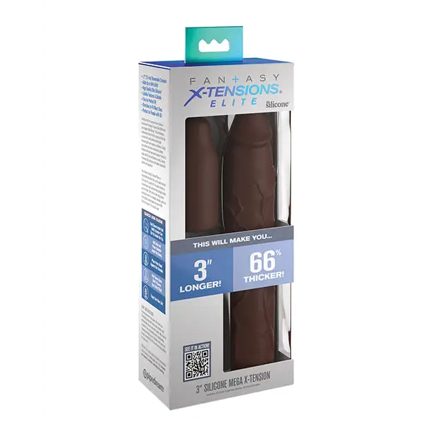 Fantasy X-tensions Elite 9’’ Sleeve w/3’’ Plug - Brown - Penis Enhancement