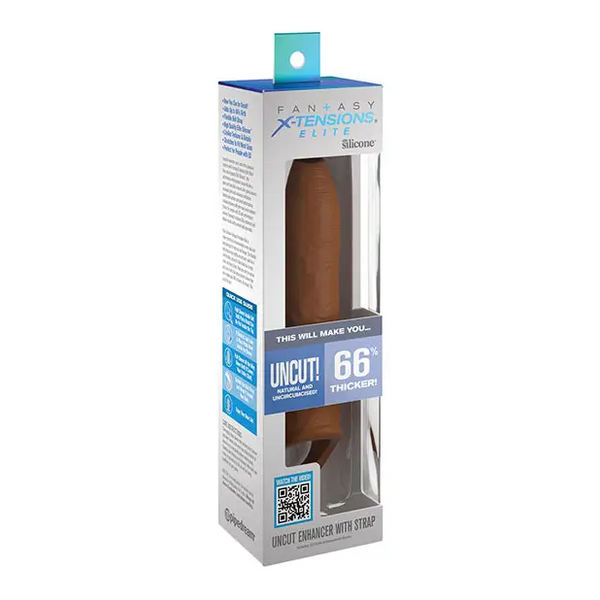 Fantasy X-tensions Elite Uncut 7’’ Extension Sleeve w/Strap - Tan - Penis Enhancement