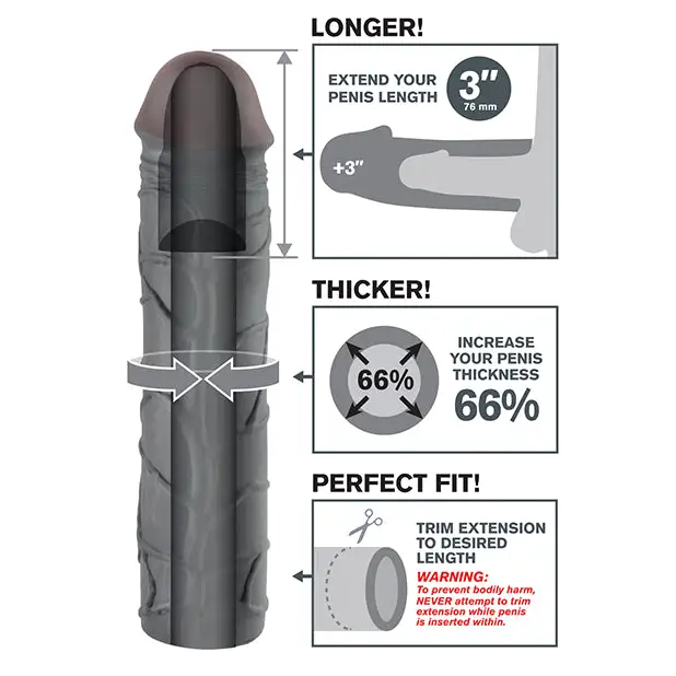 Fantasy X-tensions Mega 3’’ Extension - Black - Penis Enhancement