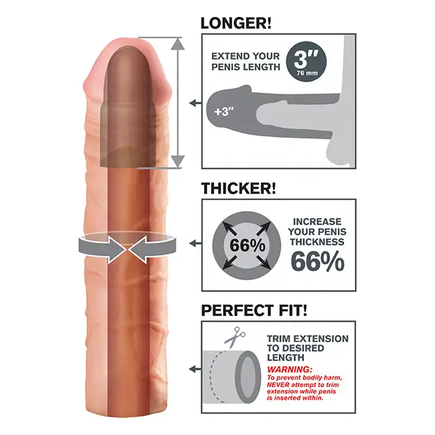 Fantasy X-tensions Mega 3’’ Extension - Flesh - Penis Enhancement