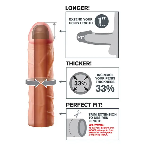 Fantasy X-Tensions Perfect 1’’ Extension - Flesh - Penis Enhancement