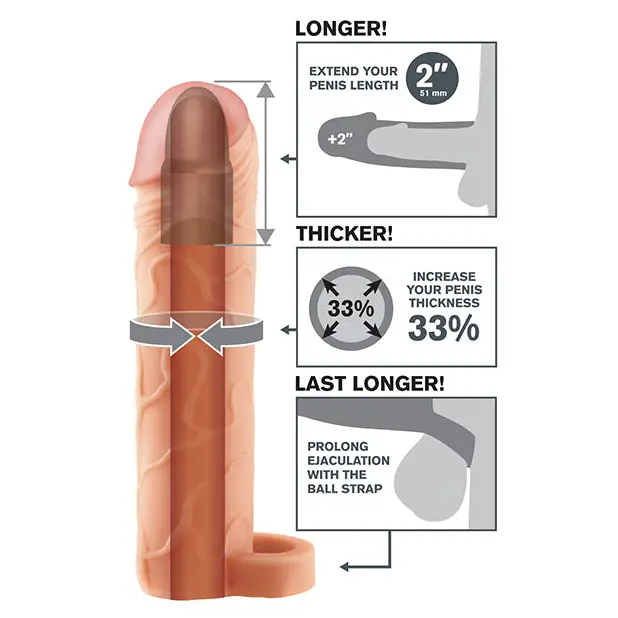 Fantasy X-tensions Perfect 2’’ Extension w/Ball Strap - Flesh - Penis Enhancement