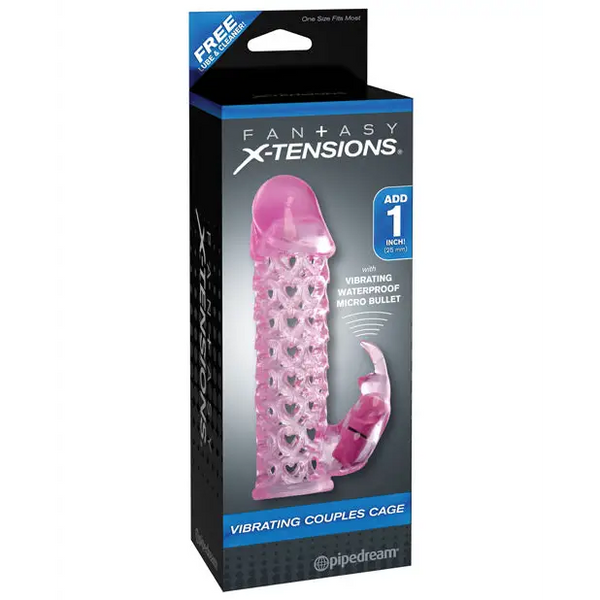 Fantasy X-tensions Vibrating Couples Cage - Pink - Penis Enhancement