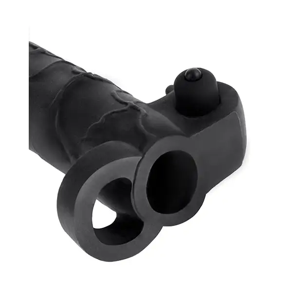 Fantasy X-tensions Vibrating Real Feel 2’’ Extension w/Ball Strap - Black - Penis Enhancement