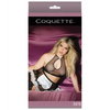 Fashion Dot Mesh Satin French Maid Halter Top & Skirt Black QN - Lingerie - Plus/Queen - Packaged