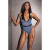 Fashion Mesh Cop Teddy w/Attached Garters Blue O/S - Costumes
