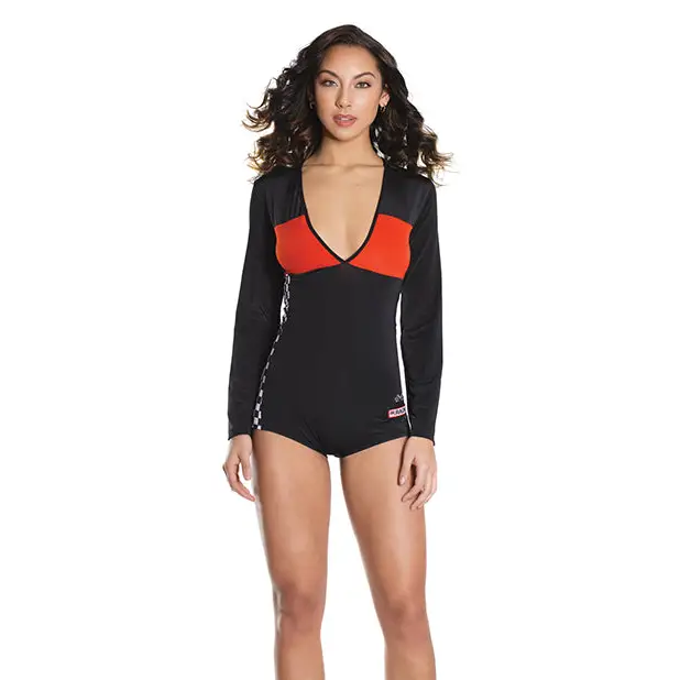 Fashion Stretch Knit Race Car Romper Black/Red O/S - Costumes