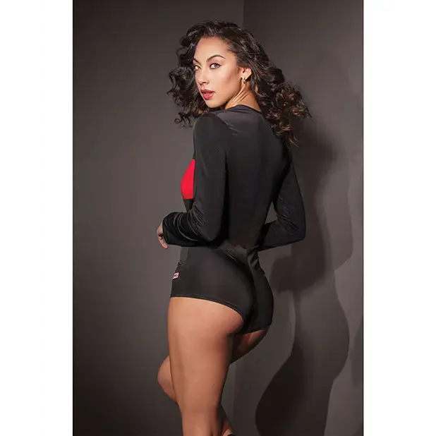 Fashion Stretch Knit Race Car Romper Black/Red O/S - Costumes