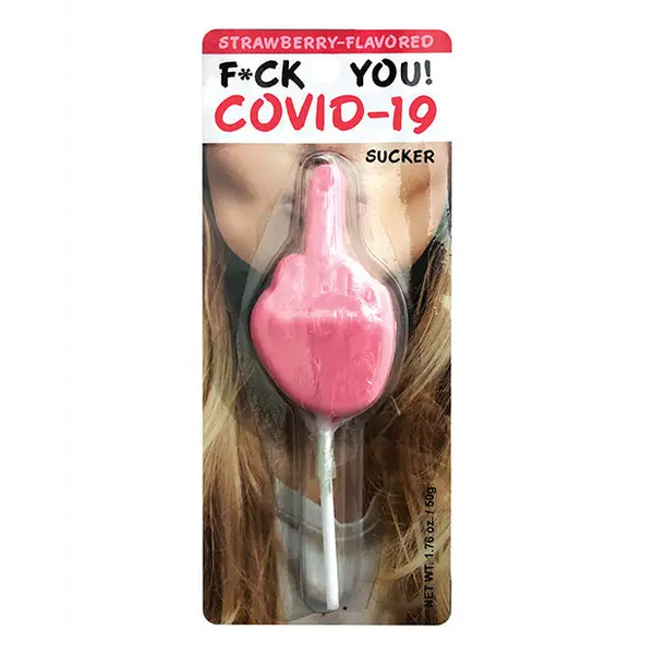 Fck You! Covid-19 Sucker - Strawberry - Bachelorette & Party Supplies