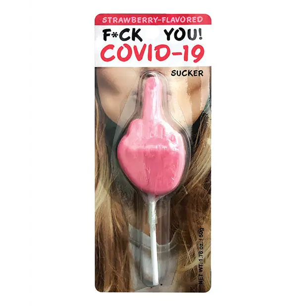 Fck You! Covid-19 Sucker - Strawberry - Bachelorette & Party Supplies