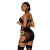 Feeling Butterflies Mesh Chemise w/Panty - Black XL - Lingerie - Hanging