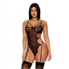 Feeling Butterflies Mesh Teddy w/Garters - Black XL - Lingerie - Hanging
