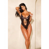Femi Unlined Underwire Stretch Lace Teddy w/Rhinestone Charm Black SM