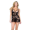Femme Fatale Scalloped Eyelash Lace & Mesh Chemise & Thong Black MD - Lingerie - Hanging