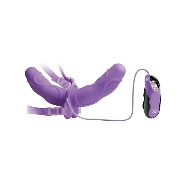 Fetish Fantasy Elite Vibrating Double Delight Strap On - Purple - Strap Ons