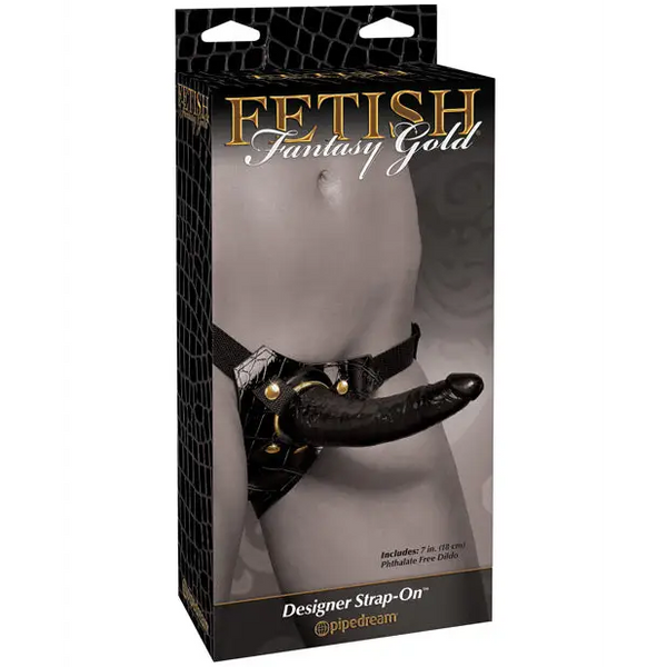 Fetish Fantasy Gold Designer Strap On w/Dildo - Black - Strap Ons