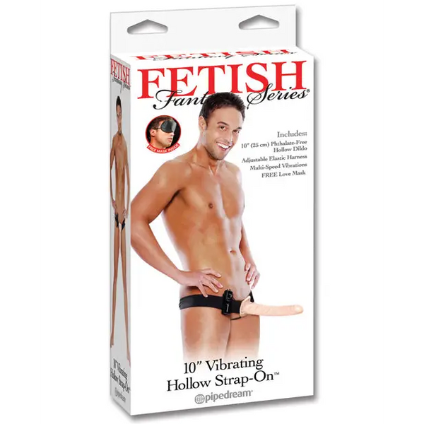 Fetish Fantasy Series 10’’ Vibrating Hollow Strap On - Flesh - Strap Ons