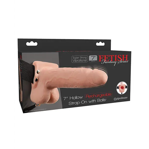 Fetish Fantasy Series 7’’ Hollow Rechargeable Strap On w/Balls - Flesh - Strap Ons
