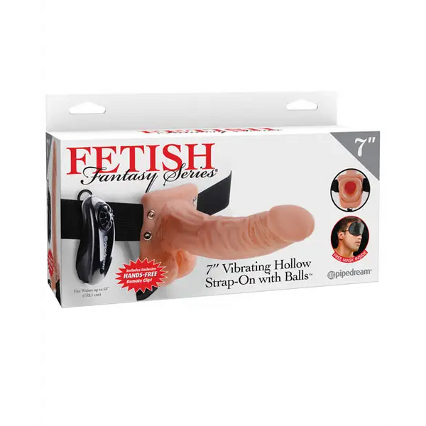 Fetish Fantasy Series 7’’ Vibrating Hollow Strap On w/Balls - Flesh - Strap Ons