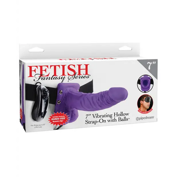 Fetish Fantasy Series 7’’ Vibrating Hollow Strap On w/Balls - Purple - Strap Ons