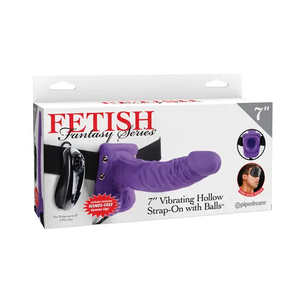 Fetish Fantasy Series 7’’ Vibrating Hollow Strap On w/Balls - Purple - Strap Ons