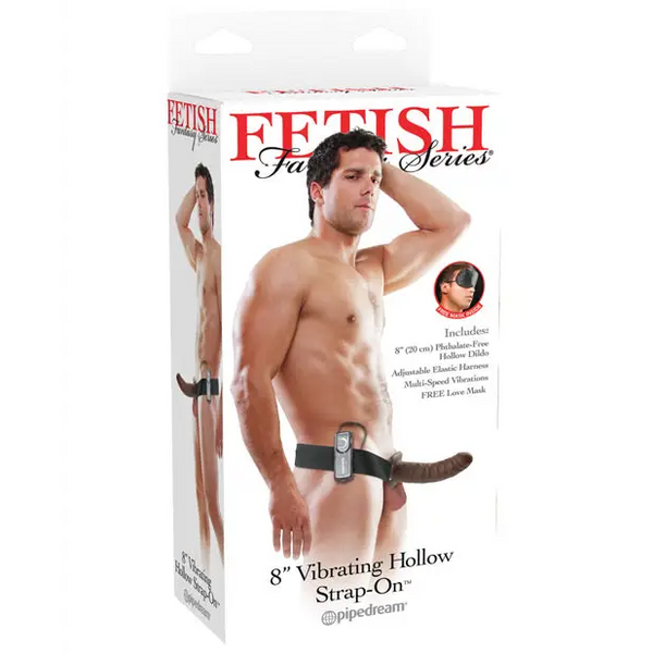Fetish Fantasy Series 8’’ Vibrating Hollow Strap On - Brown - Strap Ons