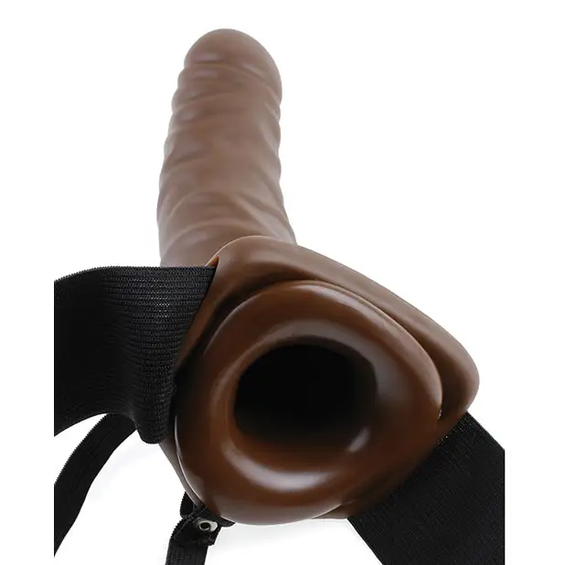 Fetish Fantasy Series 8’’ Vibrating Hollow Strap On - Brown - Strap Ons