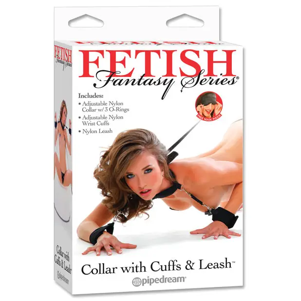 Fetish Fantasy Series Collar w/Cuffs & Leash - Black - Bondage Blindfolds & Restraints