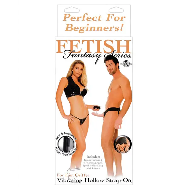 Fetish Fantasy Series for Him or Her Vibrating Hollow Strap-On - Flesh - Strap Ons