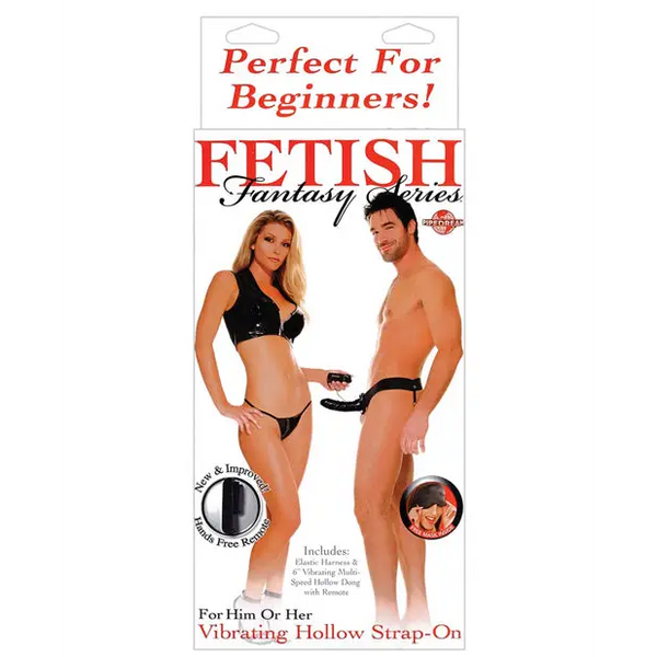 Fetish Fantasy Series for Him or Her Vibrating Hollow Strap On - Black - Strap Ons