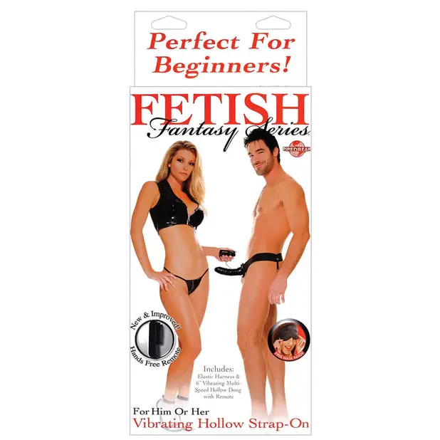Fetish Fantasy Series for Him or Her Vibrating Hollow Strap On - Black - Strap Ons
