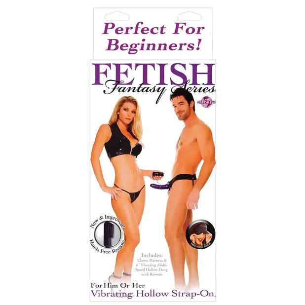 Fetish Fantasy Series for Him or Her Vibrating Hollow Strap-On - Purple - Strap Ons