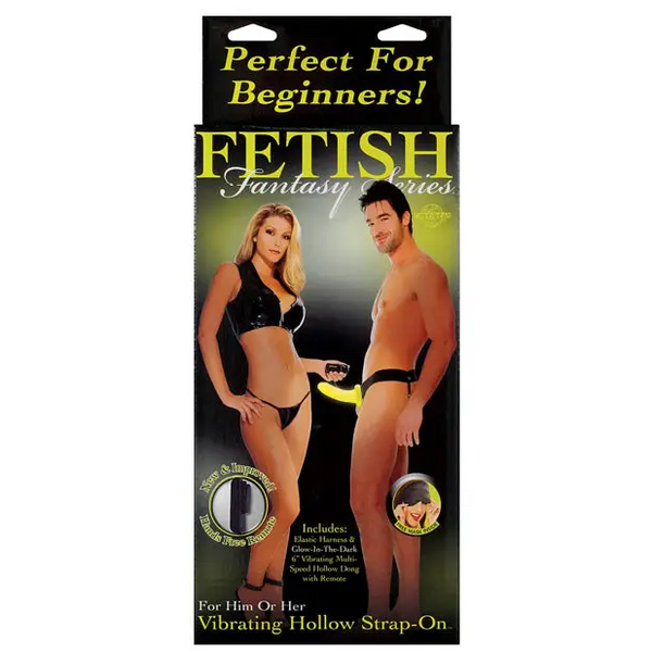 Fetish Fantasy Series for Him or Her Vibrating Hollow Strap On - Glow in the Dark - Strap Ons