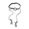 Fetish Fantasy Series O Ring Gag w/Nipple Clamps - Bondage Blindfolds & Restraints